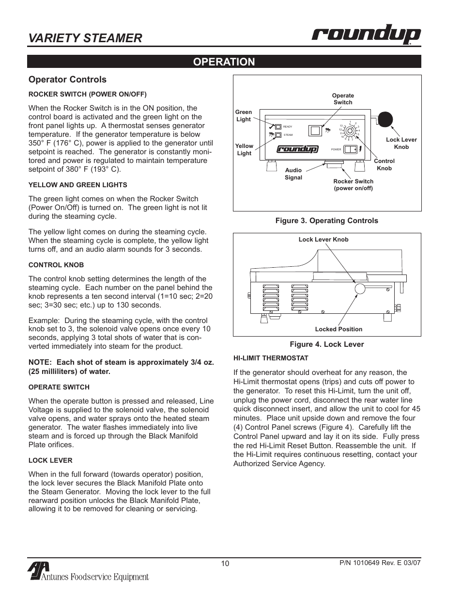 Variety steamer, Operation, Operator controls | Antunes, AJ VS-200aSb User Manual | Page 10 / 24