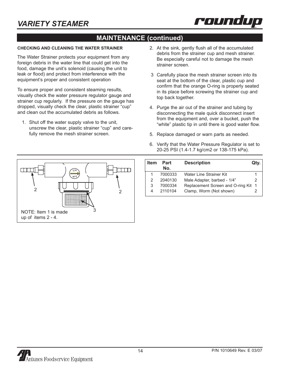 Variety steamer, Maintenance (continued) | Antunes, AJ VS-200aSb User Manual | Page 14 / 24