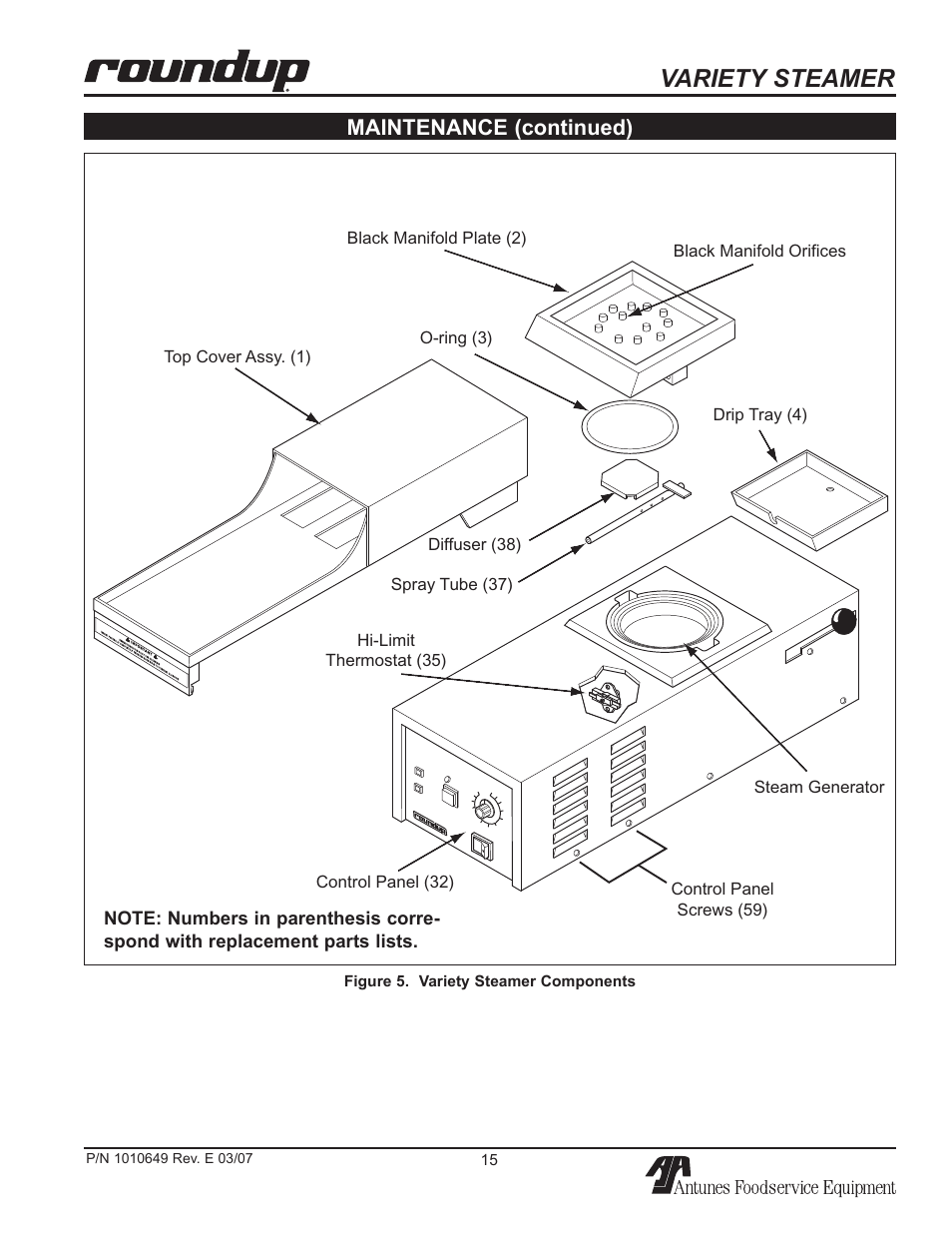 Variety steamer, Maintenance (continued) | Antunes, AJ VS-200aSb User Manual | Page 15 / 24