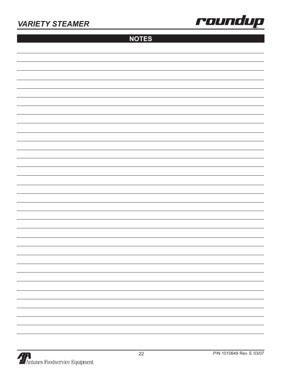 Variety steamer | Antunes, AJ VS-200aSb User Manual | Page 22 / 24