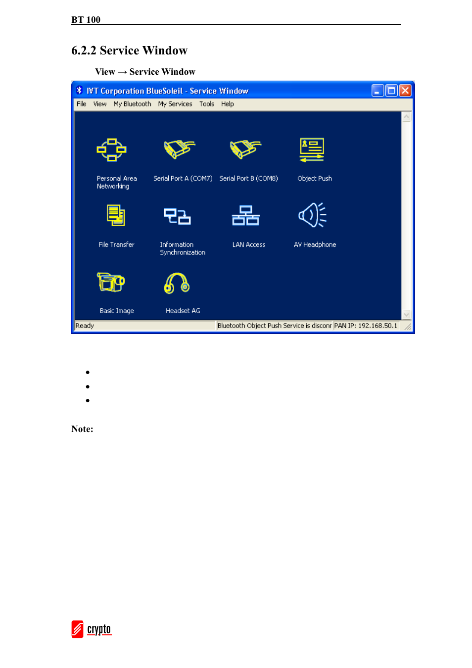 2 service window | chiliGREEN BT100 User Manual | Page 12 / 37