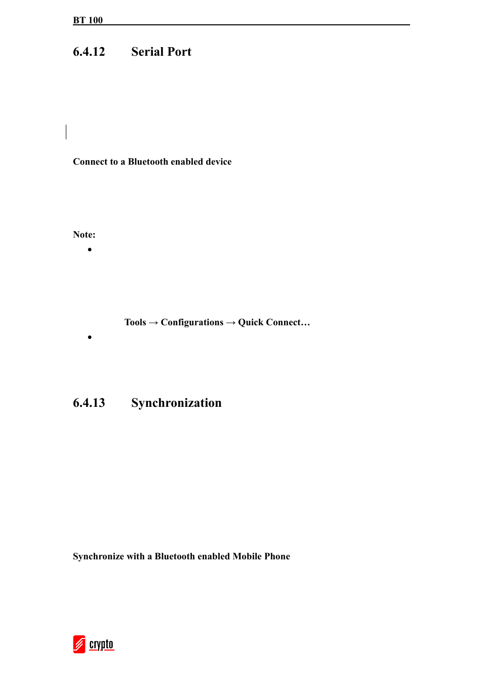 12 serial port, 13 synchronization | chiliGREEN BT100 User Manual | Page 32 / 37
