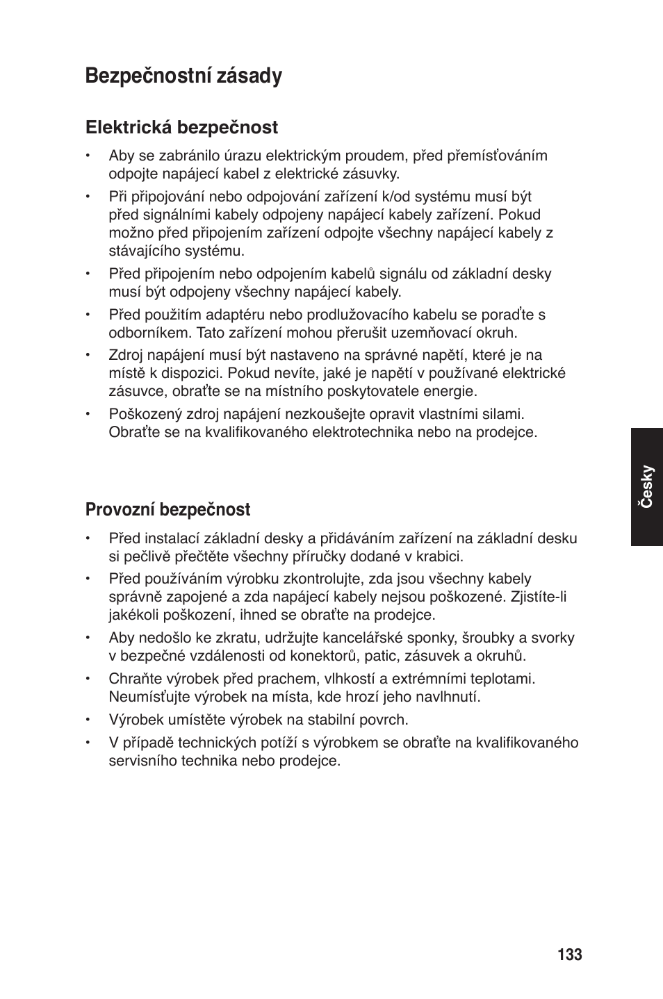 Bezpečnostní zásady, Elektrická bezpečnost, Provozní bezpečnost | chiliGREEN P5G41T-M LX2 User Manual | Page 135 / 722