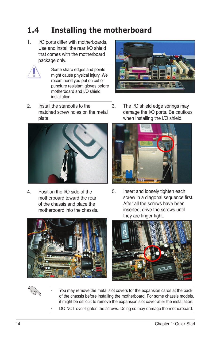 4 installing the motherboard | chiliGREEN P5G41T-M LX2 User Manual | Page 15 / 722