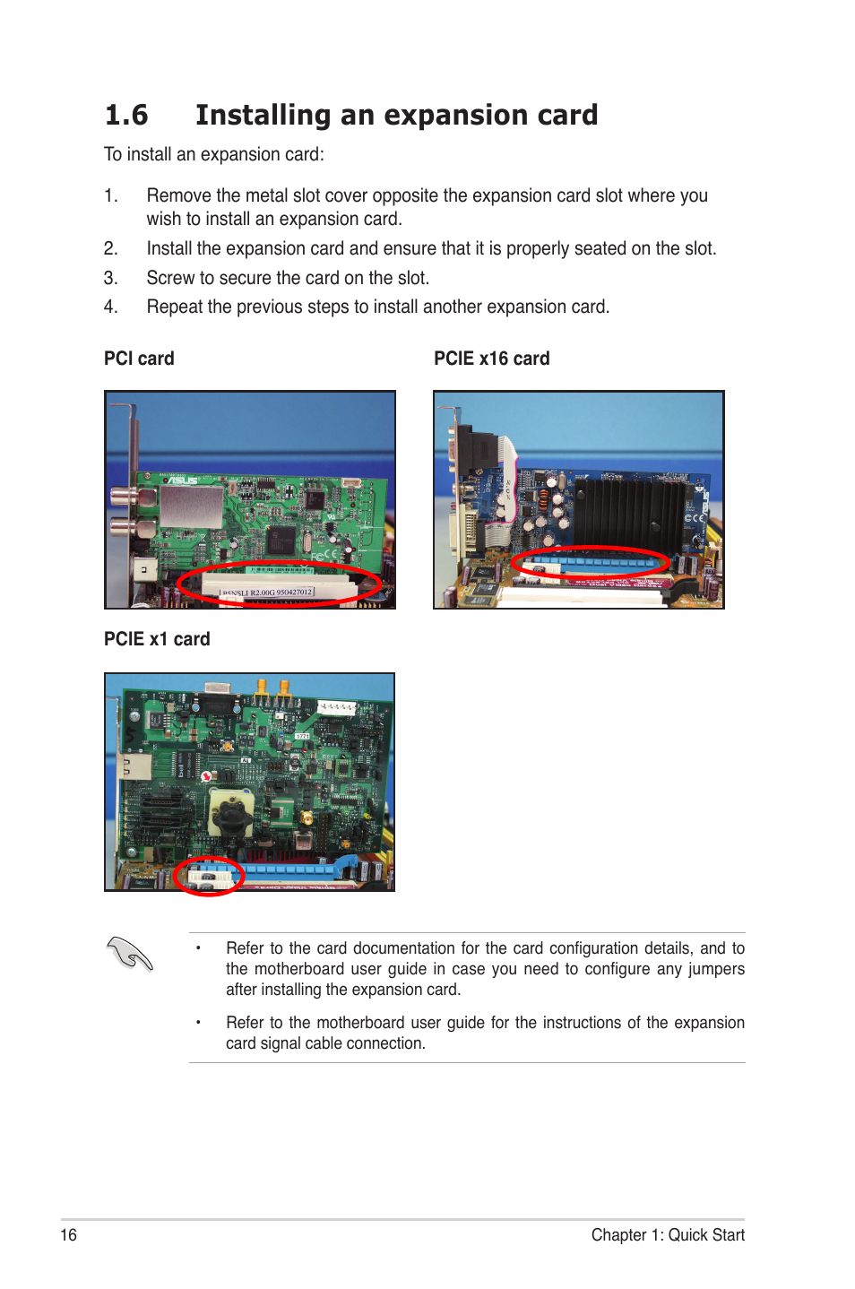 6 installing an expansion card | chiliGREEN P5G41T-M LX2 User Manual | Page 17 / 722
