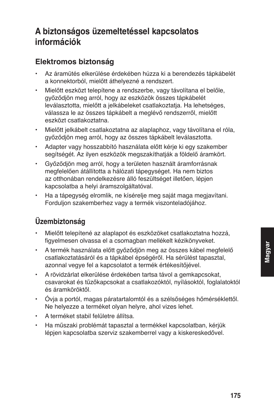 Elektromos biztonság, Üzembiztonság | chiliGREEN P5G41T-M LX2 User Manual | Page 177 / 722