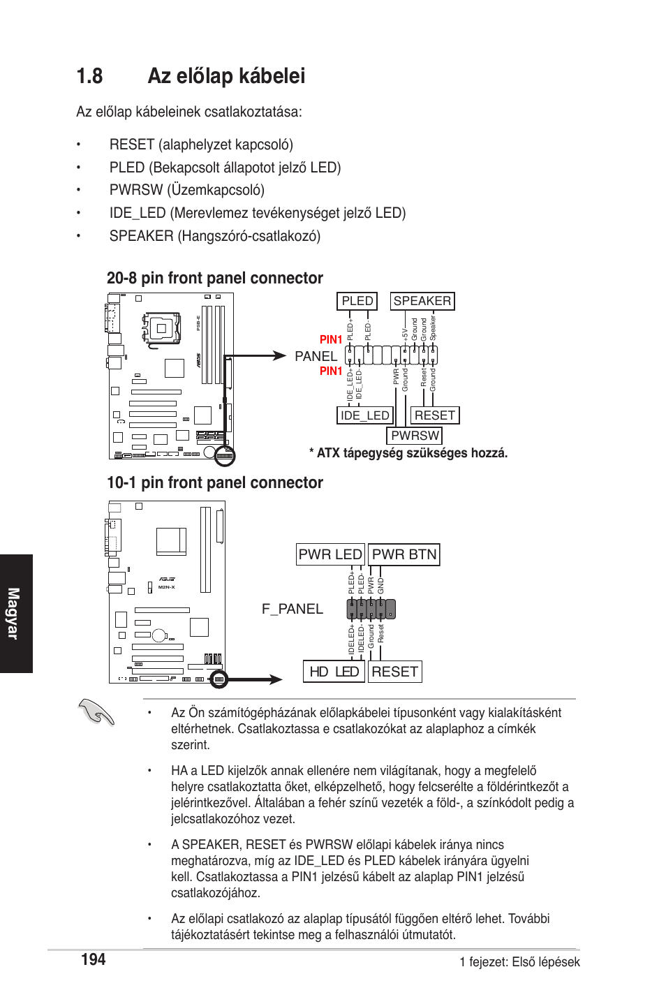 8 az előlap kábelei, F_panel, Hd led rese. pwr led pwr btn | chiliGREEN P5G41T-M LX2 User Manual | Page 196 / 722