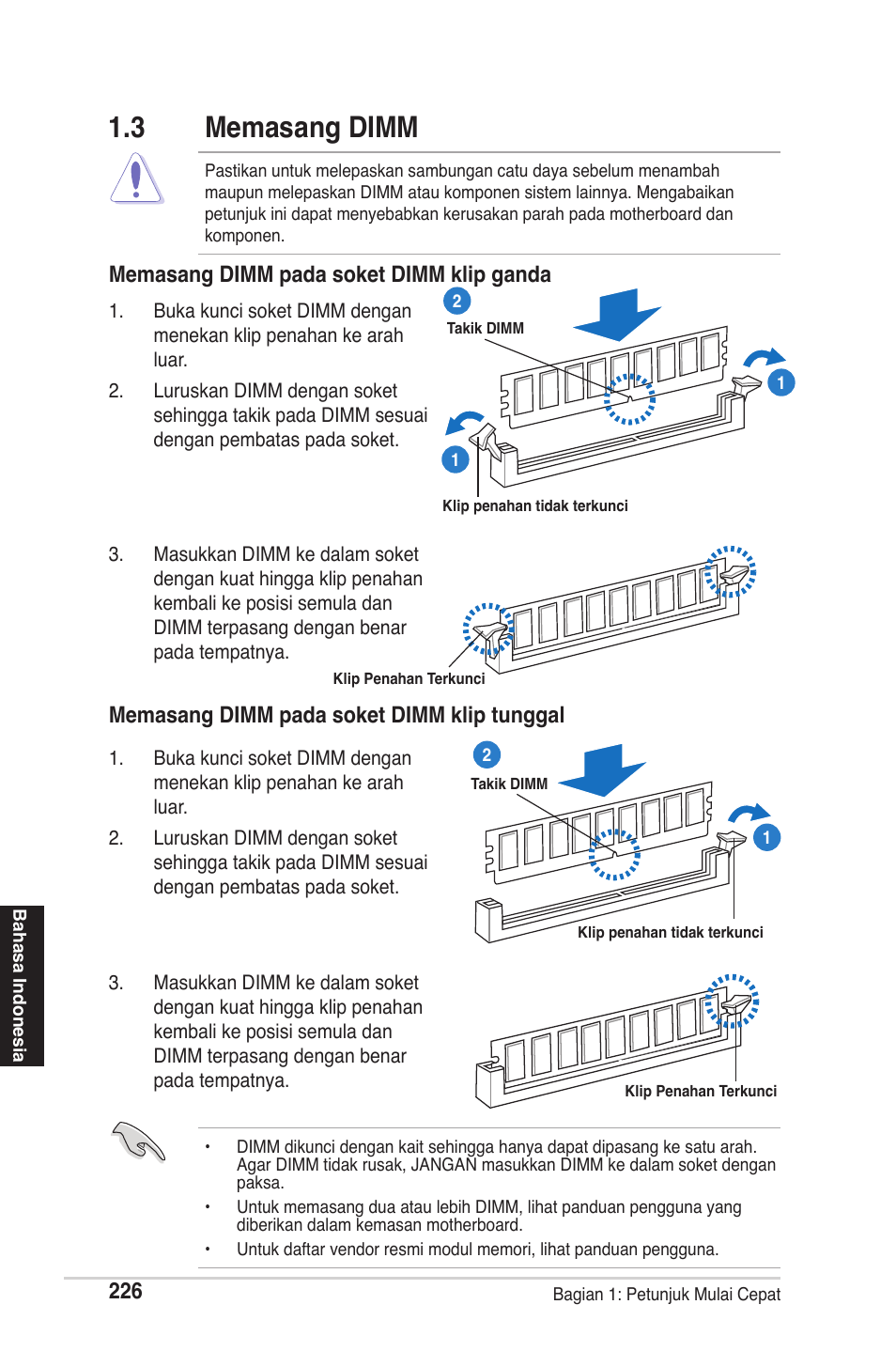 3 memasang dimm | chiliGREEN P5G41T-M LX2 User Manual | Page 228 / 722