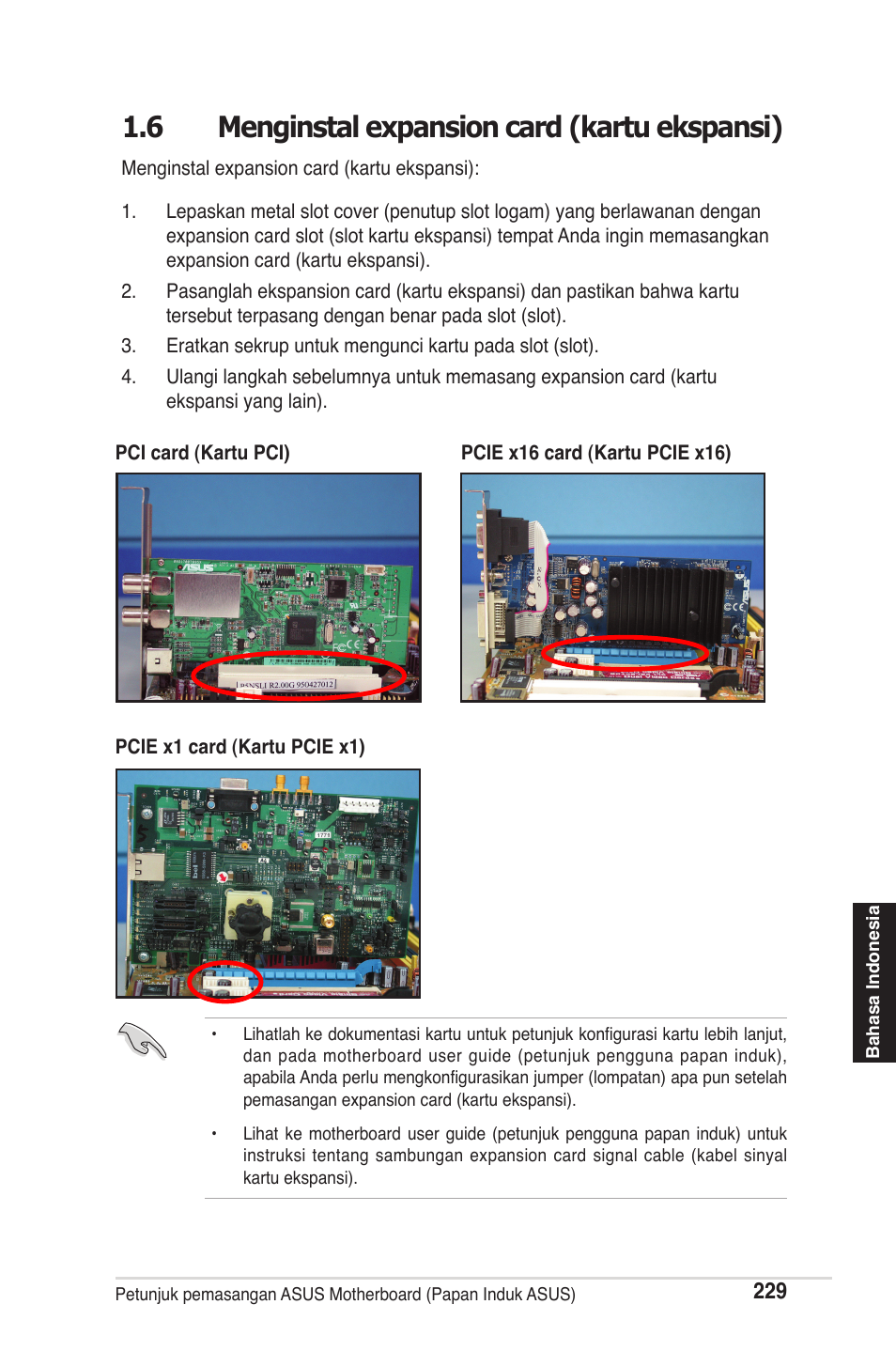 6 menginstal expansion card (kartu ekspansi) | chiliGREEN P5G41T-M LX2 User Manual | Page 231 / 722