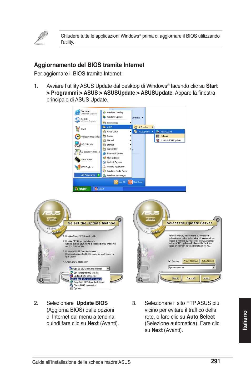 Aggiornamento del bios tramite internet | chiliGREEN P5G41T-M LX2 User Manual | Page 293 / 722