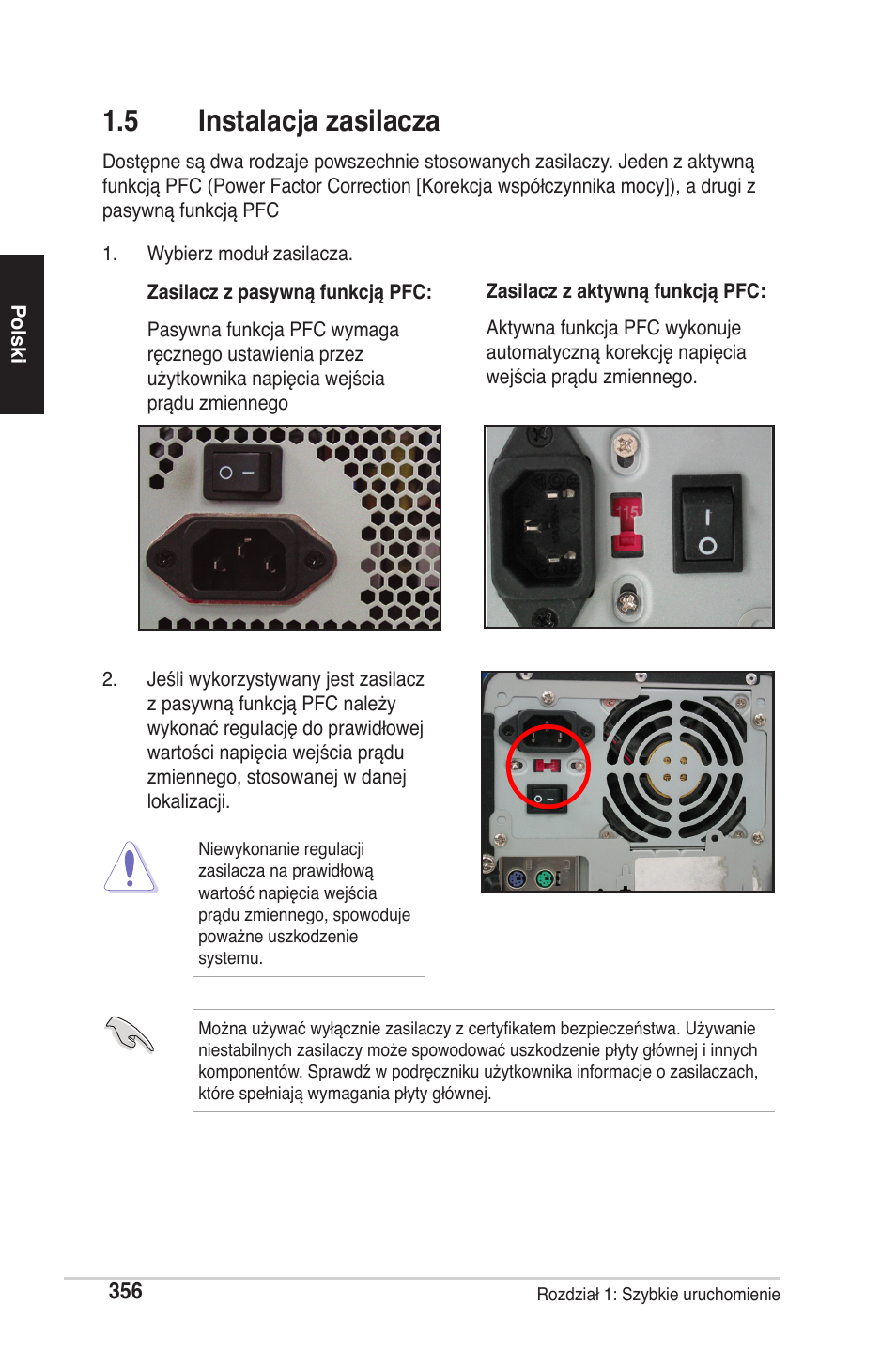 5 instalacja zasilacza | chiliGREEN P5G41T-M LX2 User Manual | Page 358 / 722