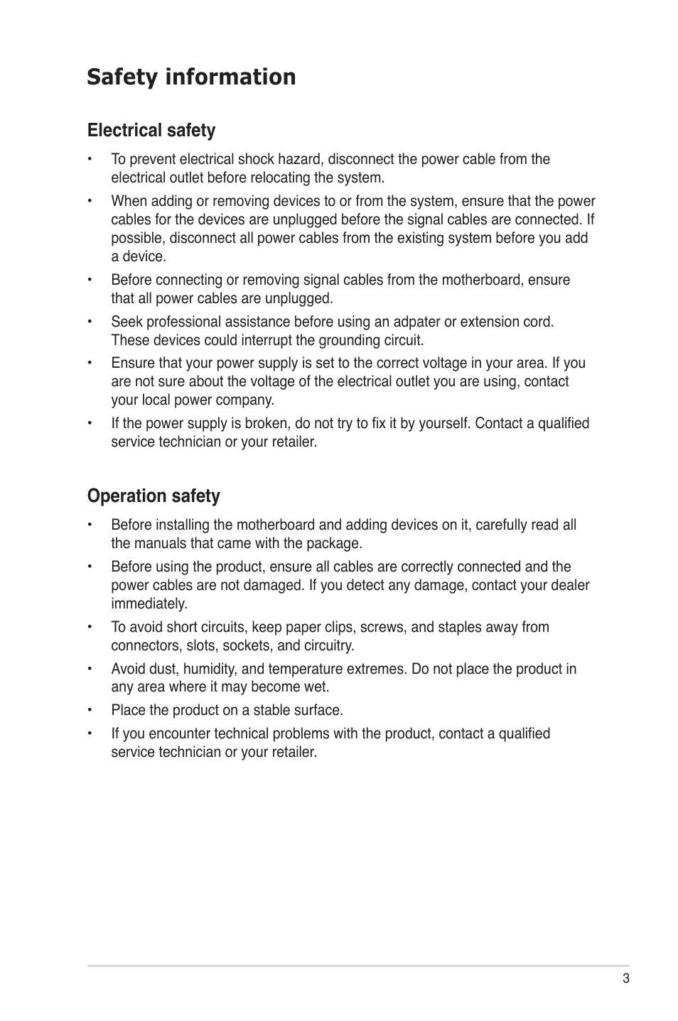 Safety information, Electrical safety, Operation safety | chiliGREEN P5G41T-M LX2 User Manual | Page 4 / 722