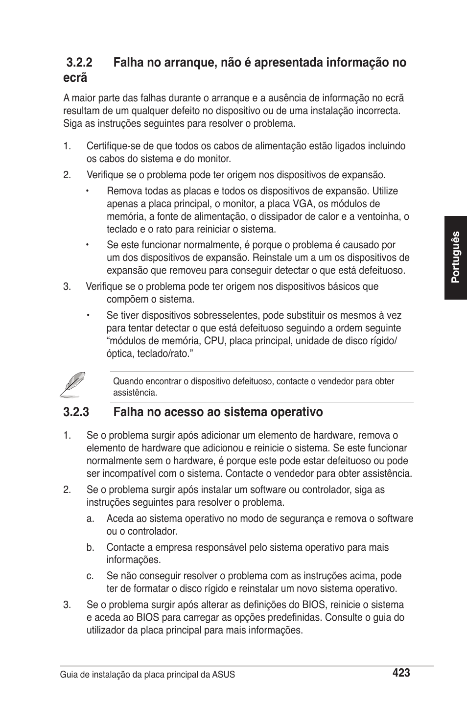 3 falha no acesso ao sistema operativo | chiliGREEN P5G41T-M LX2 User Manual | Page 425 / 722