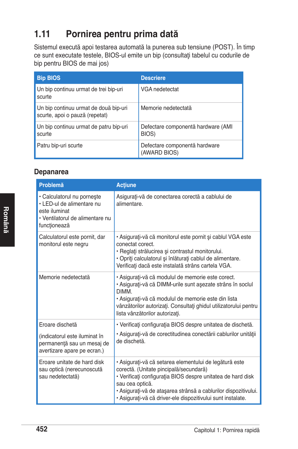 11 pornirea pentru prima dată, Depanarea | chiliGREEN P5G41T-M LX2 User Manual | Page 454 / 722