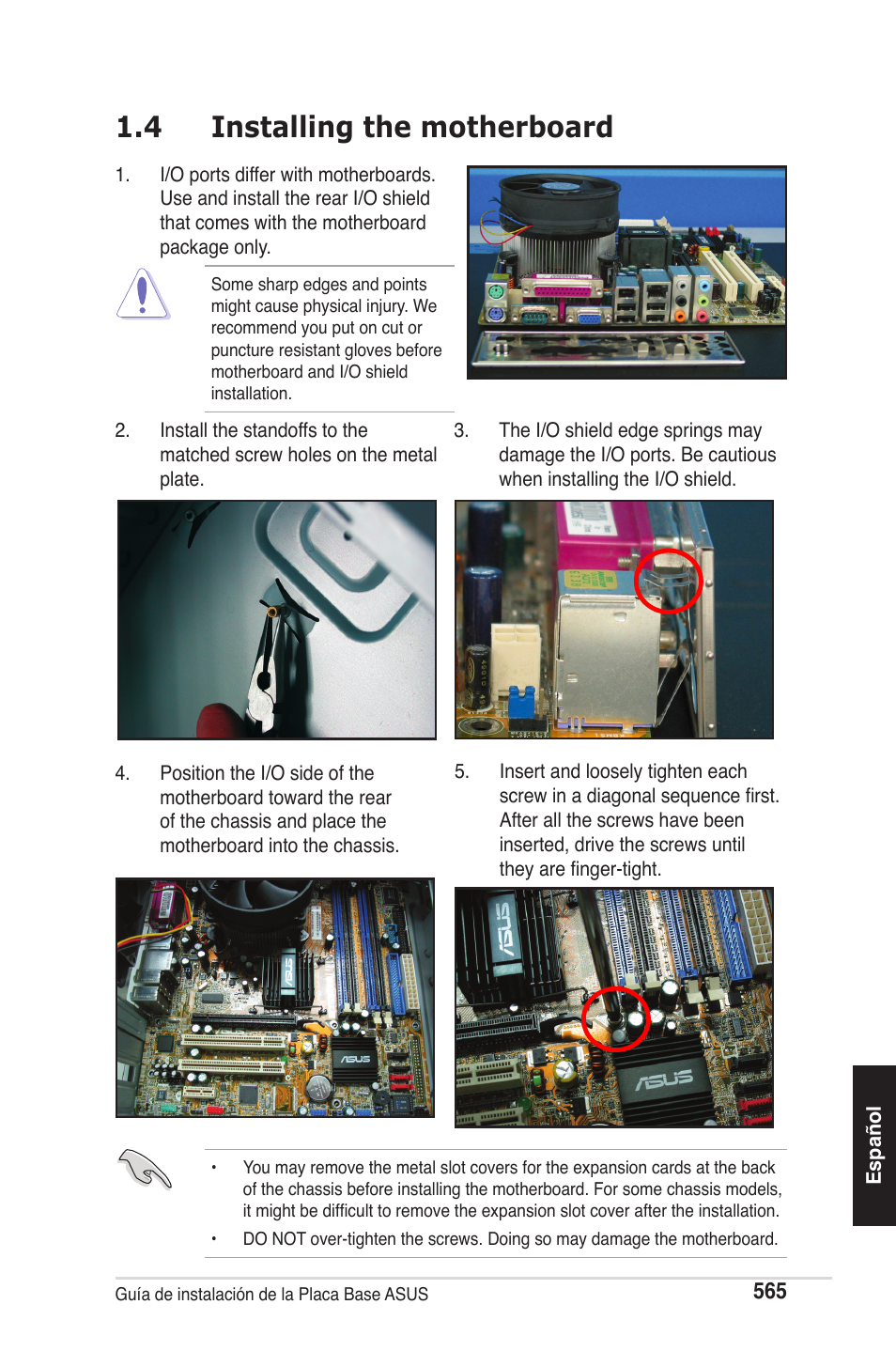 4 installing the motherboard | chiliGREEN P5G41T-M LX2 User Manual | Page 567 / 722