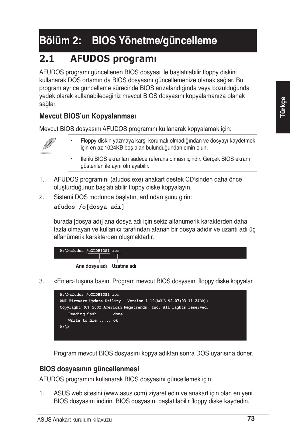 Bölüm 2: bios yönetme/güncelleme, 1 afudos programı | chiliGREEN P5G41T-M LX2 User Manual | Page 75 / 722