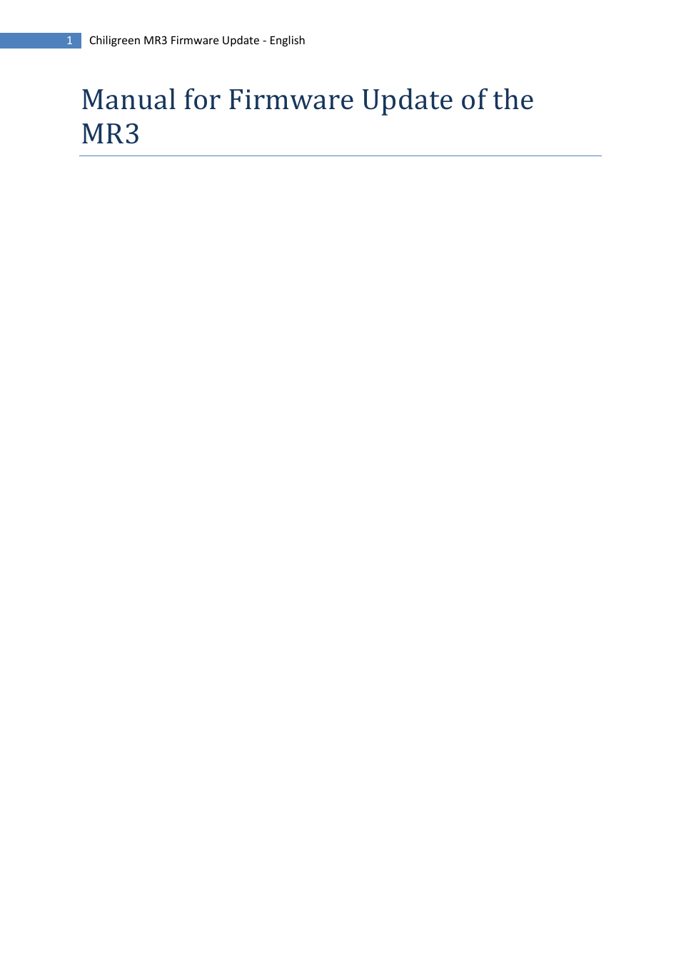 chiliGREEN Media Recorder 3 Firmware Update User Manual | 4 pages