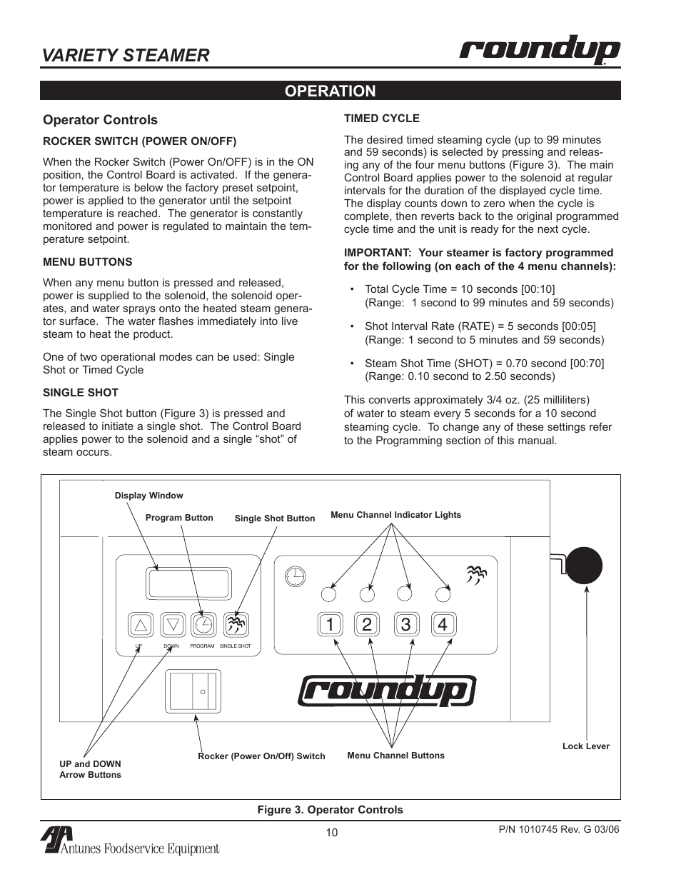 Variety steamer, Operation | Antunes, AJ VS-350 User Manual | Page 10 / 24