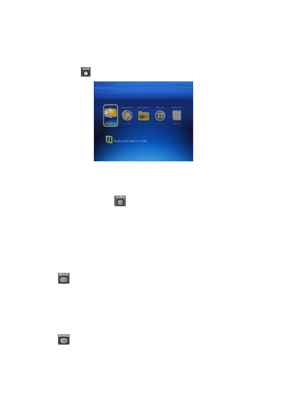 Getting started, 1 selecting video in, 2 selecting playback | 3 selecting browser | chiliGREEN HMC-3903 User Manual | Page 23 / 62