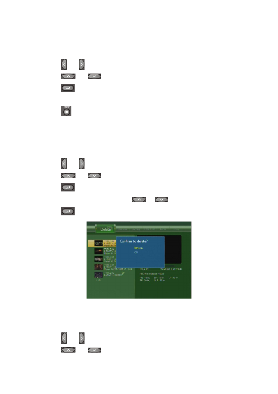 2 playing back titles, 3 deleting titles, 4 renaming titles | chiliGREEN HMC-3903 User Manual | Page 26 / 62