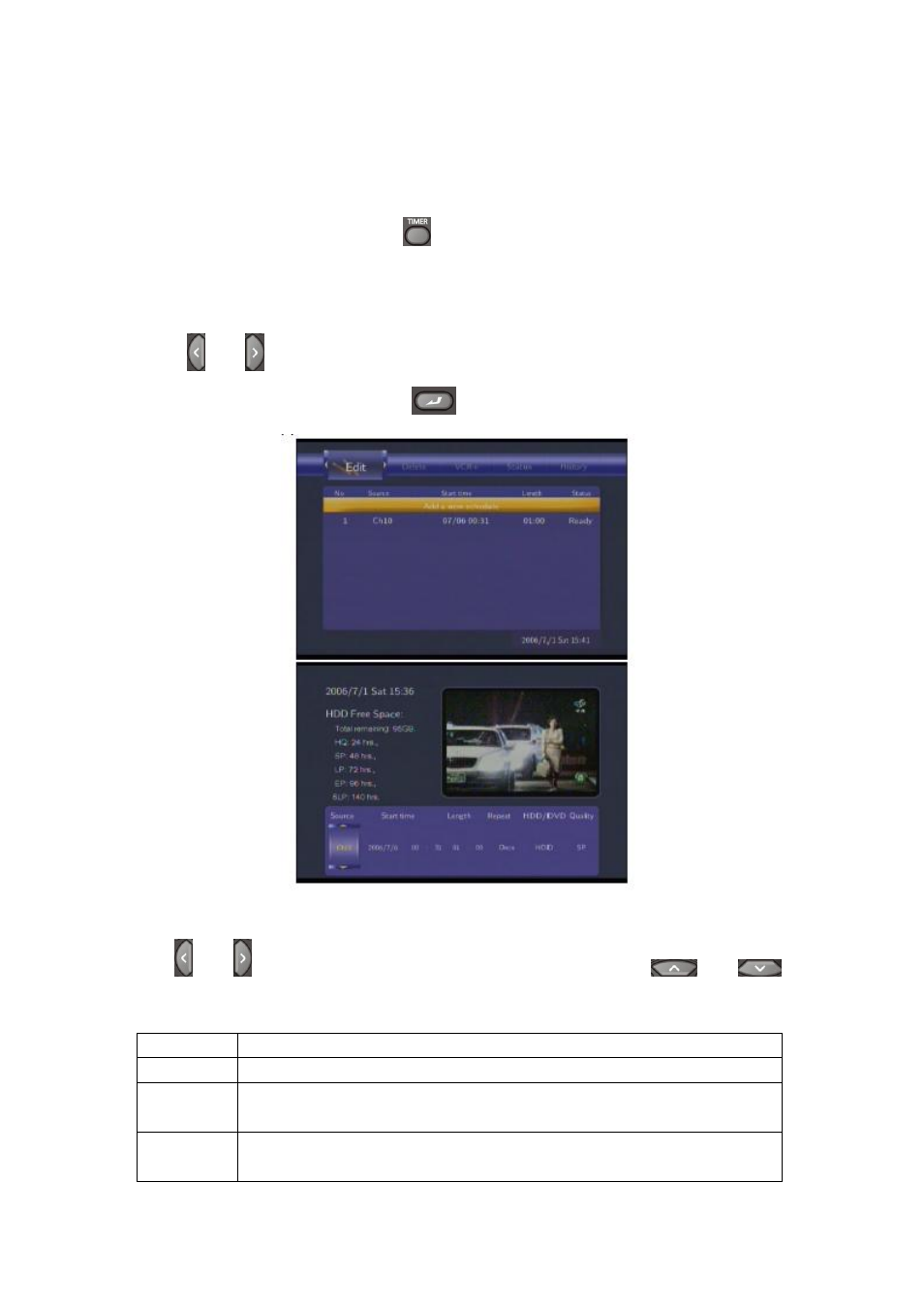 Timer record menu, 1 create a new schedule | chiliGREEN HMC-3903 User Manual | Page 32 / 62