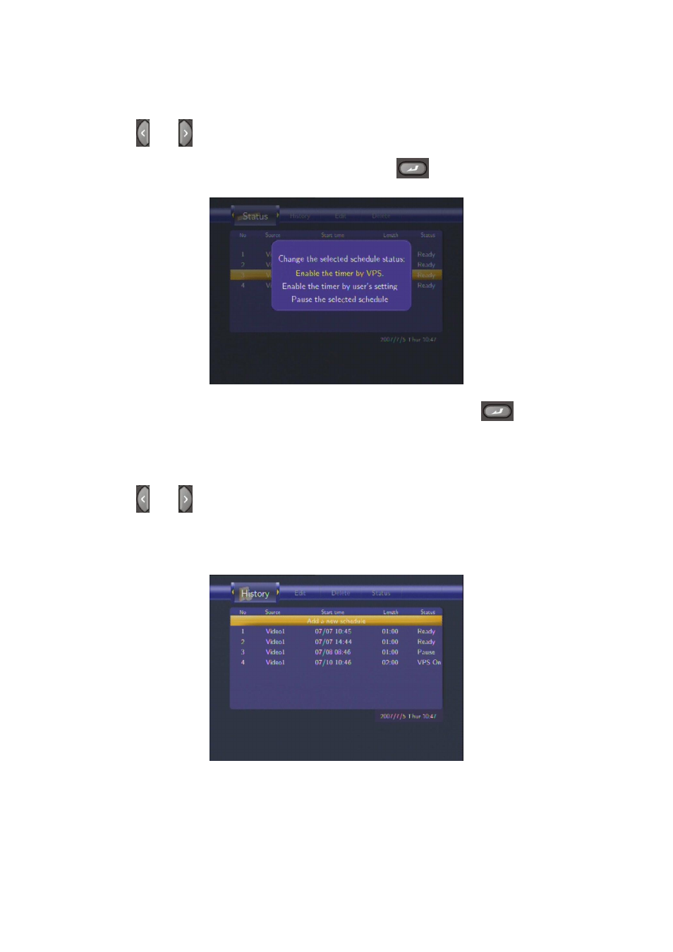 4 viewing schedule status, 5 viewing recording history | chiliGREEN HMC-3903 User Manual | Page 34 / 62
