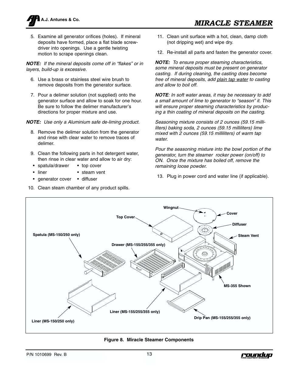 Miracle steamer | Antunes, AJ MS-250/255 User Manual | Page 14 / 28