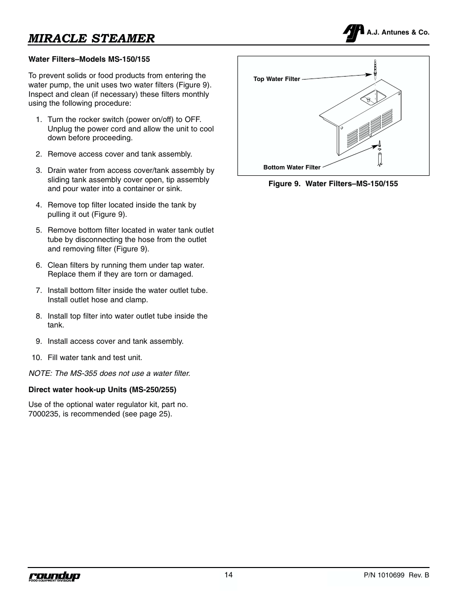 Miracle steamer | Antunes, AJ MS-250/255 User Manual | Page 15 / 28