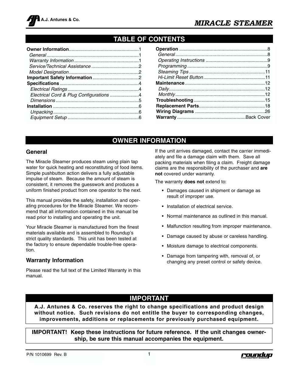 Antunes, AJ MS-250/255 User Manual | Page 2 / 28