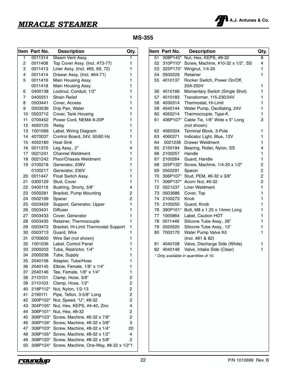Miracle steamer, Ms-355 | Antunes, AJ MS-250/255 User Manual | Page 23 / 28
