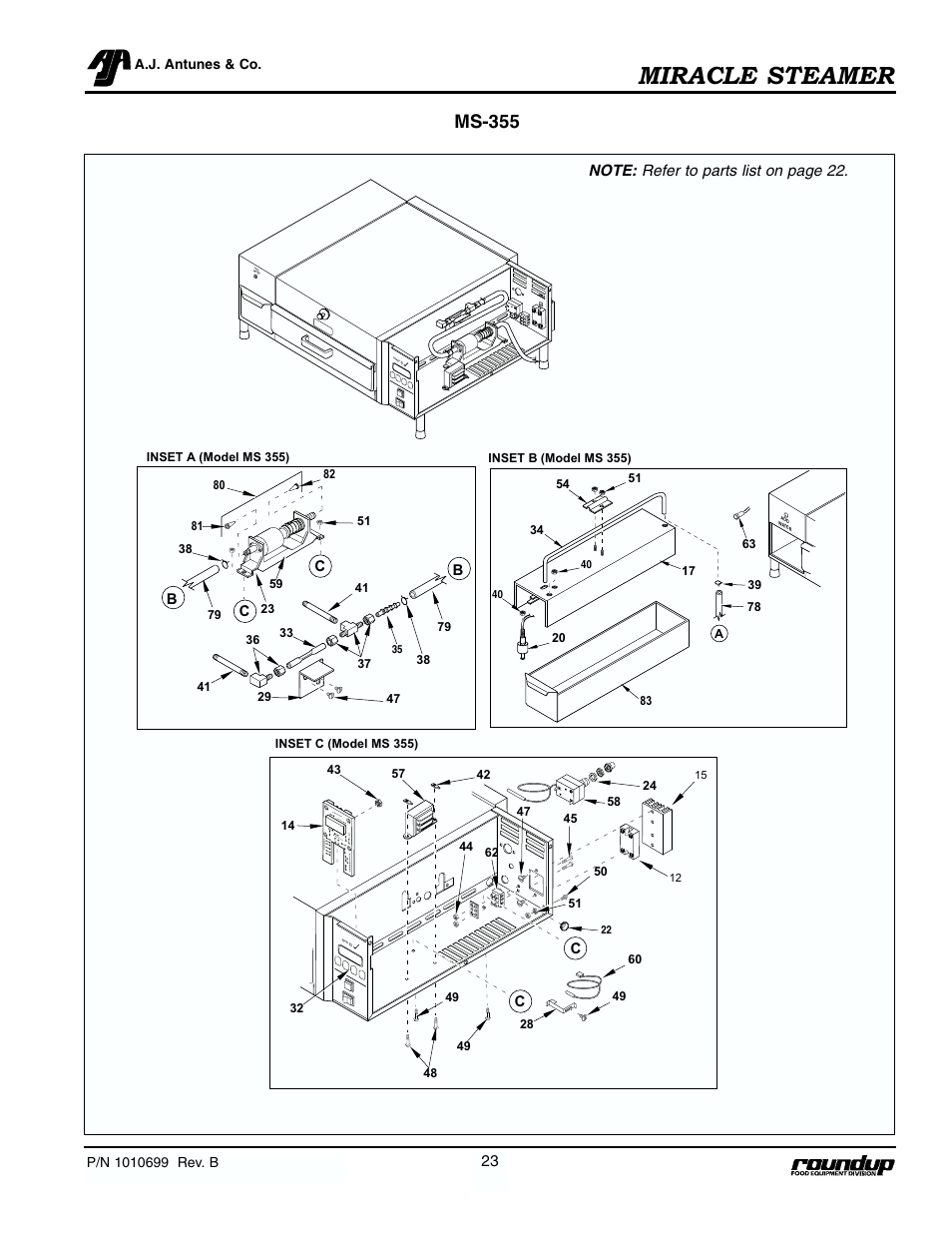 Miracle steamer, Ms-355 | Antunes, AJ MS-250/255 User Manual | Page 24 / 28