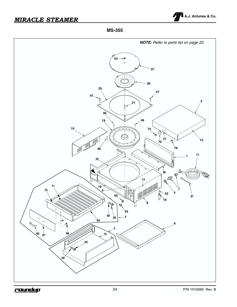 Miracle steamer, Ms-355 | Antunes, AJ MS-250/255 User Manual | Page 25 / 28