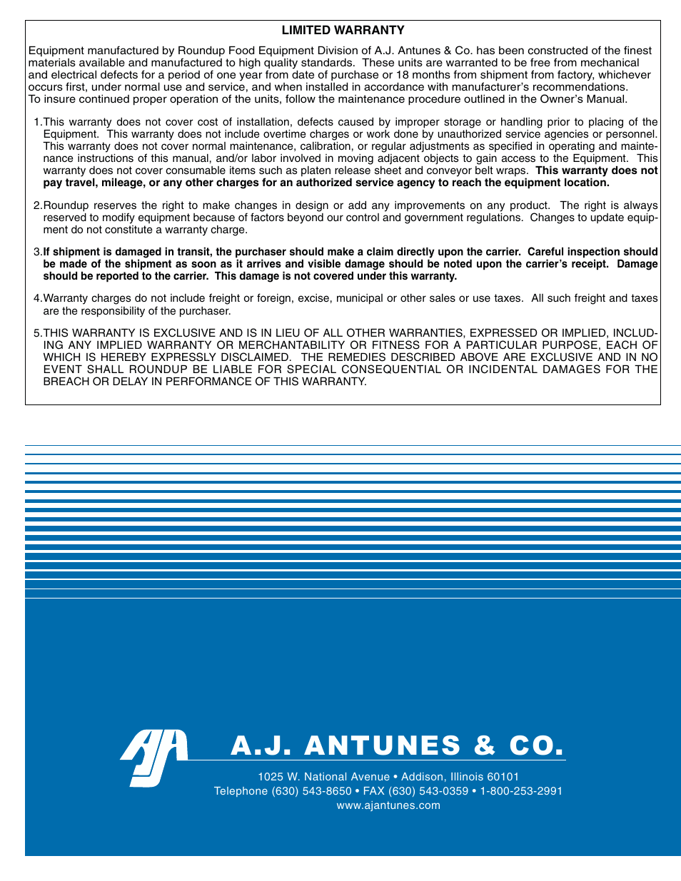 A.j. antunes & co | Antunes, AJ MS-250/255 User Manual | Page 28 / 28