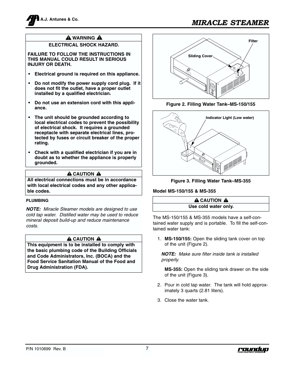 Miracle steamer | Antunes, AJ MS-250/255 User Manual | Page 8 / 28