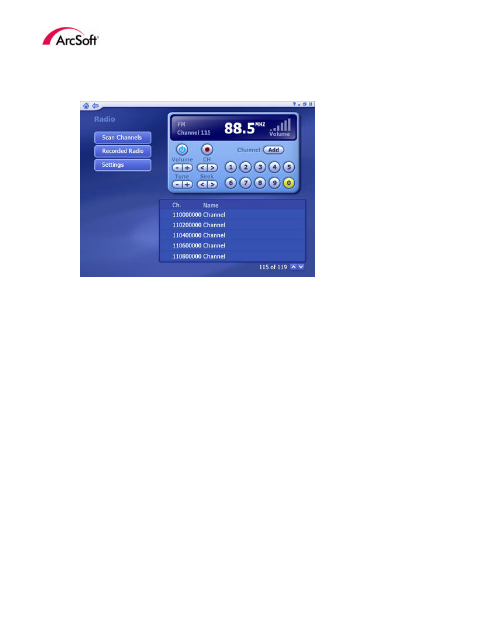 Radio module | chiliGREEN ArcSoft TotalMedia 3.5 User Manual | Page 43 / 73