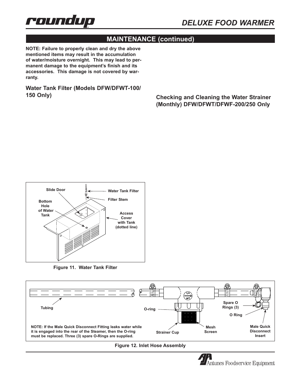 Deluxe food warmer, Maintenance (continued) | Antunes, AJ Series 9100100 User Manual | Page 17 / 36