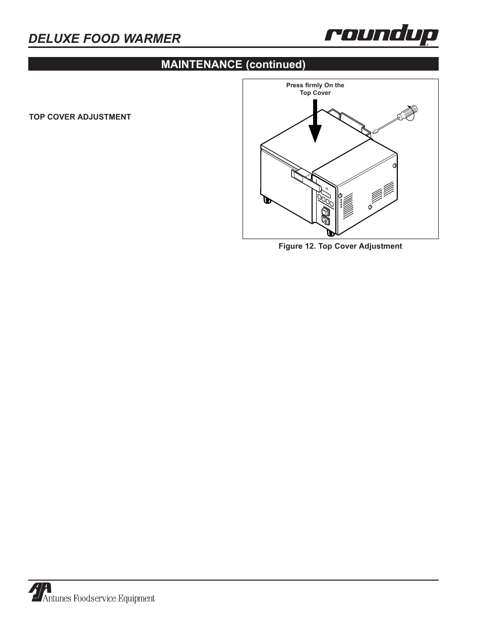 Deluxe food warmer, Maintenance (continued) | Antunes, AJ Series 9100100 User Manual | Page 18 / 36