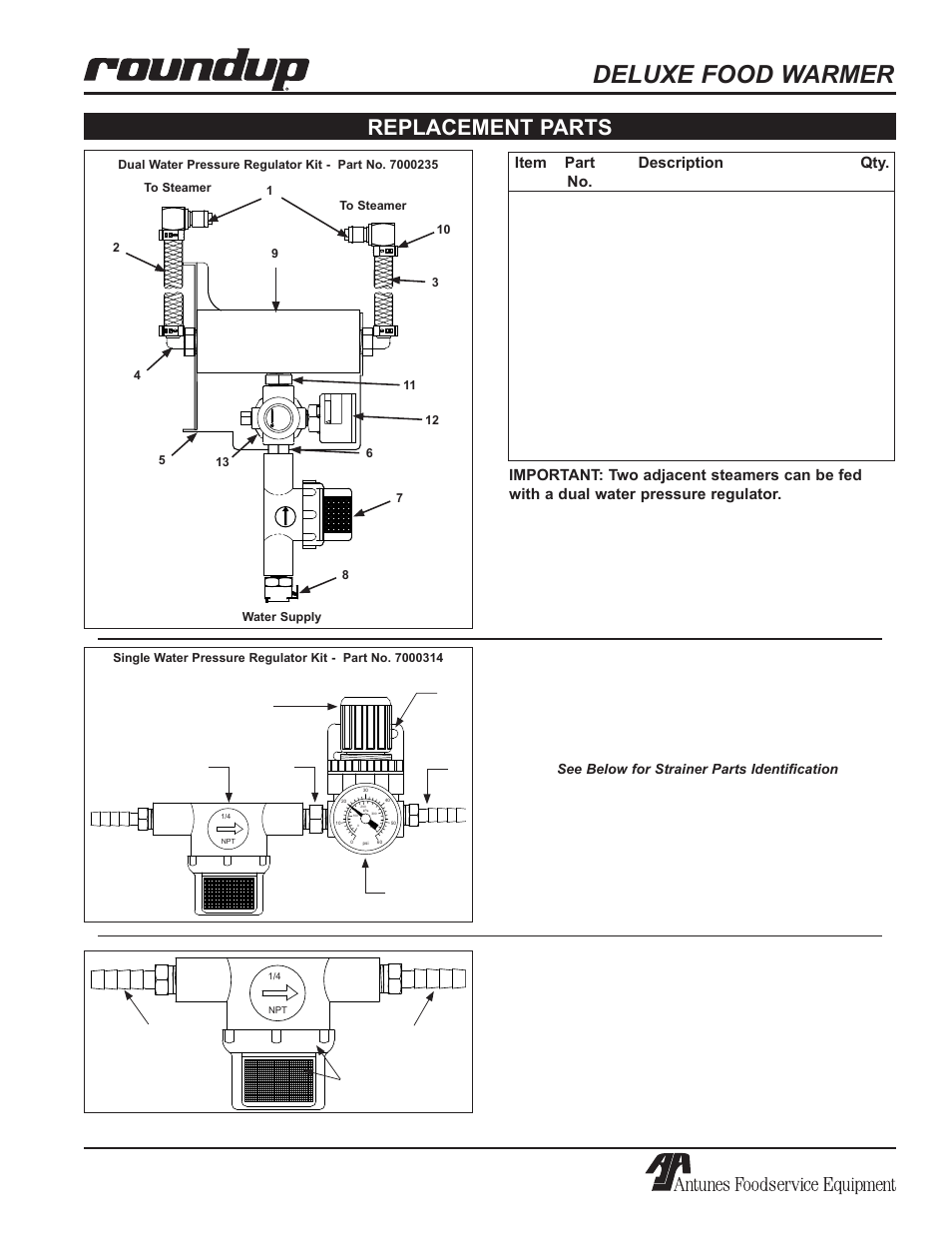 Deluxe food warmer, Replacement parts | Antunes, AJ Series 9100100 User Manual | Page 25 / 36