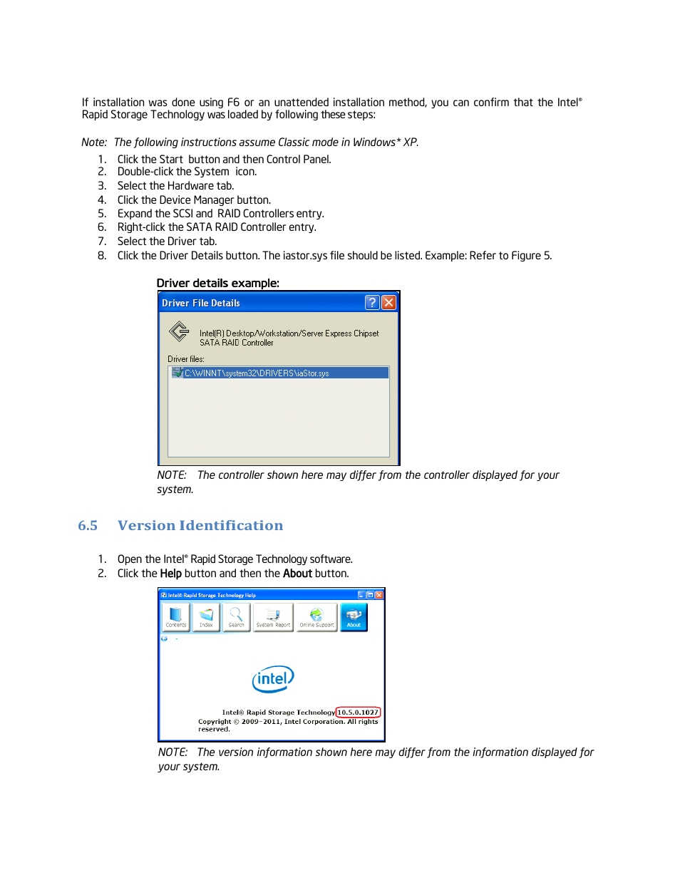 Version identification, 5 version identification | chiliGREEN Home Server: Intel Rapid Storage Technology User Manual | Page 28 / 36