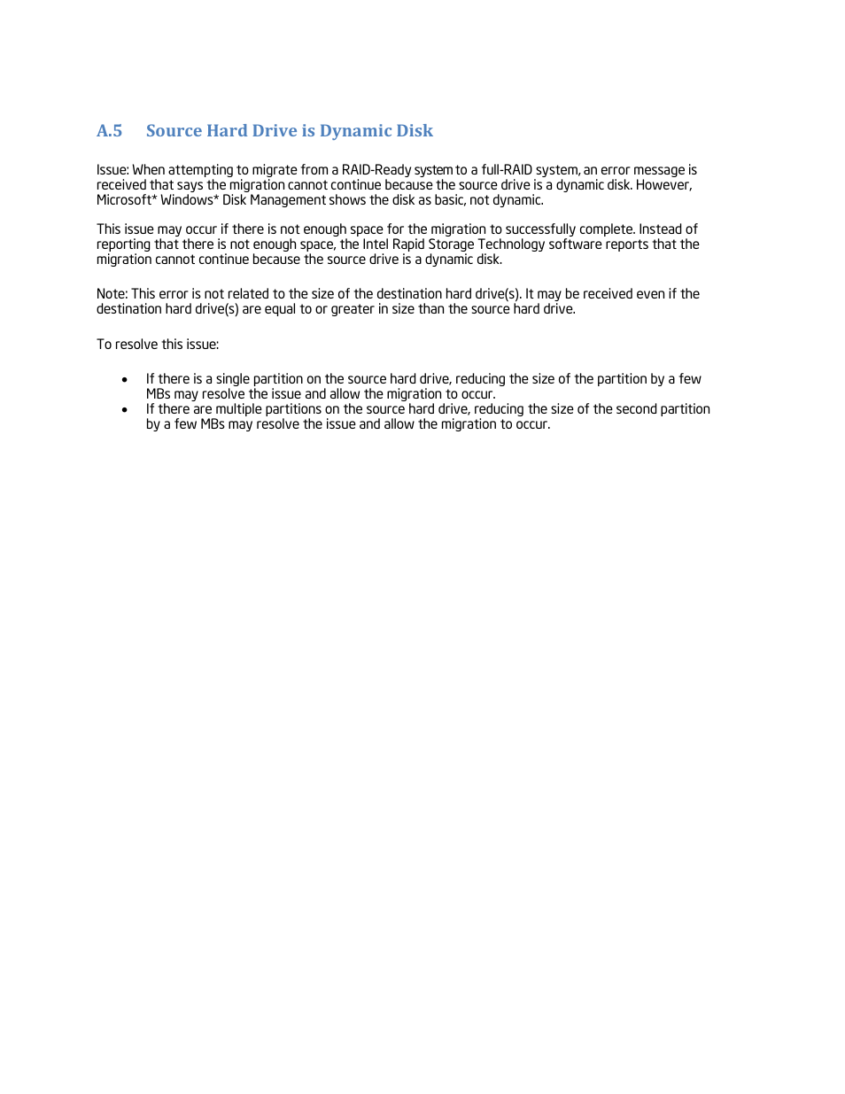 Source hard drive is dynamic disk, A.5 source hard drive is dynamic disk | chiliGREEN Home Server: Intel Rapid Storage Technology User Manual | Page 36 / 36
