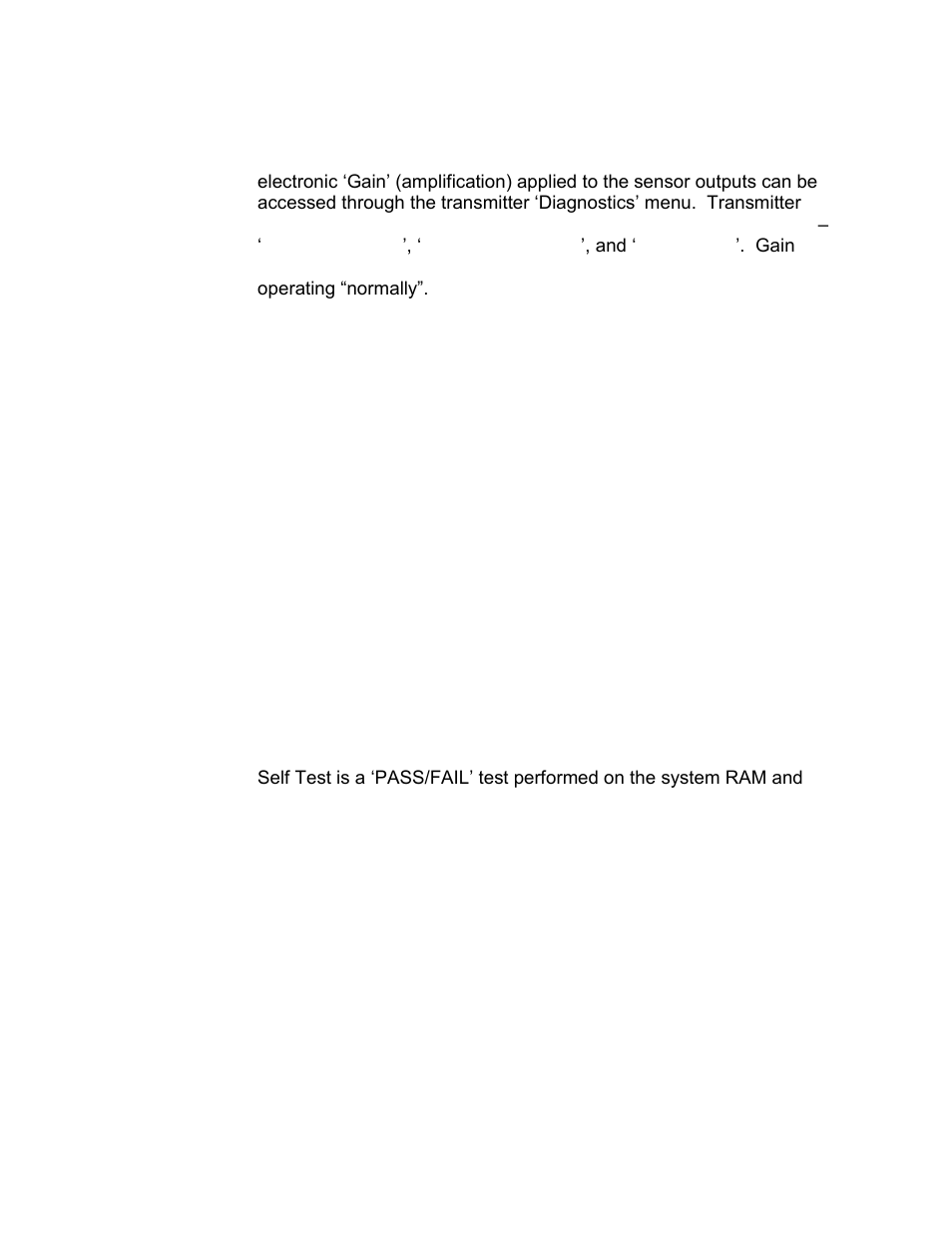 3 gain, 1 autoset gain, 2 check/set gain | 3 test gain, 4 self test, 5 keyboard test, 6 clear history | CiDRA SONARtrac PW VF-100 User Manual | Page 171 / 272