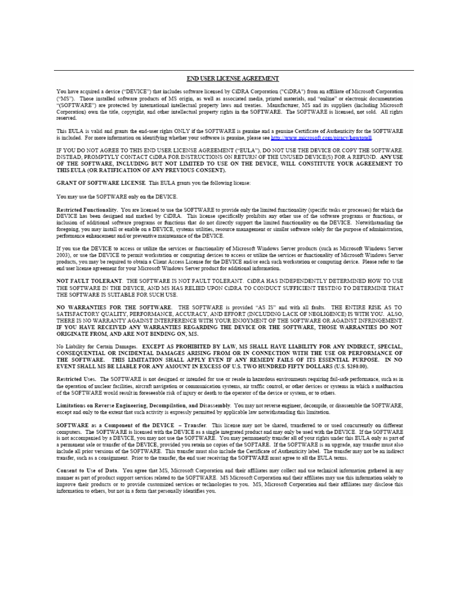 Appendix g end user license agreement, Appendix g, End user license agreement | CiDRA SONARtrac GVF-100 User Manual | Page 127 / 133