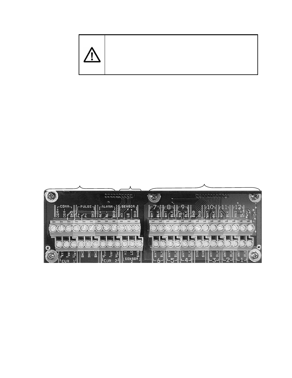 Figure 33 terminal board layout -4, Warning | CiDRA SONARtrac GVF-100 User Manual | Page 43 / 133