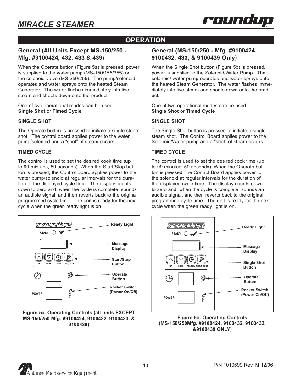 Miracle steamer, Operation | Antunes, AJ MS-150/155 User Manual | Page 10 / 32
