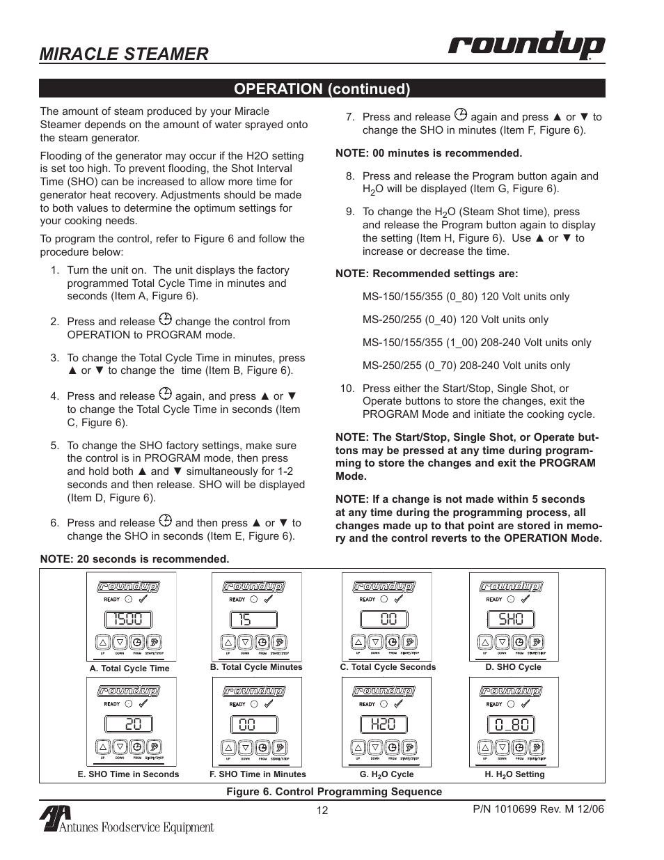 Miracle steamer, Operation (continued) | Antunes, AJ MS-150/155 User Manual | Page 12 / 32