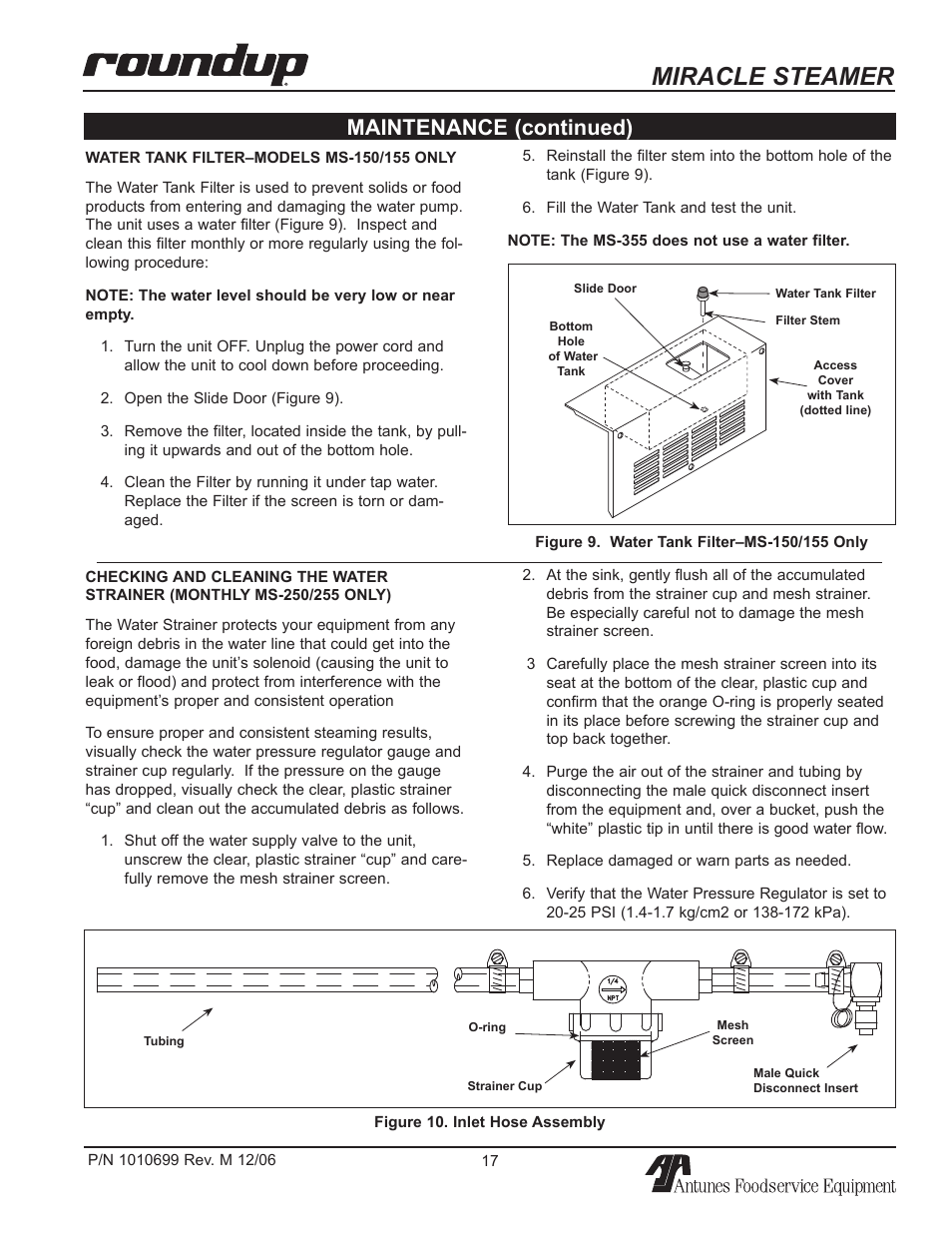 Miracle steamer, Maintenance (continued) | Antunes, AJ MS-150/155 User Manual | Page 17 / 32