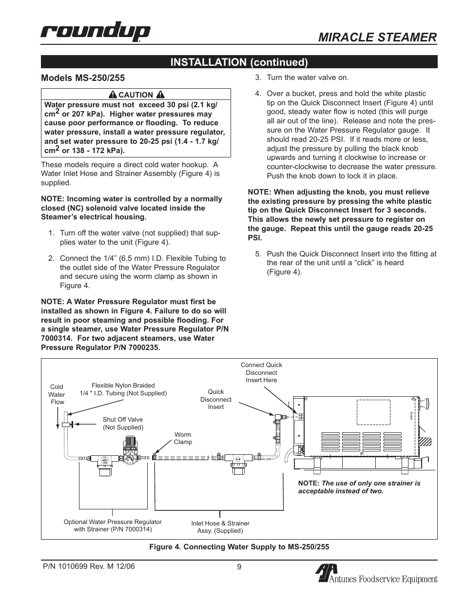 Miracle steamer, Installation (continued) | Antunes, AJ MS-150/155 User Manual | Page 9 / 32