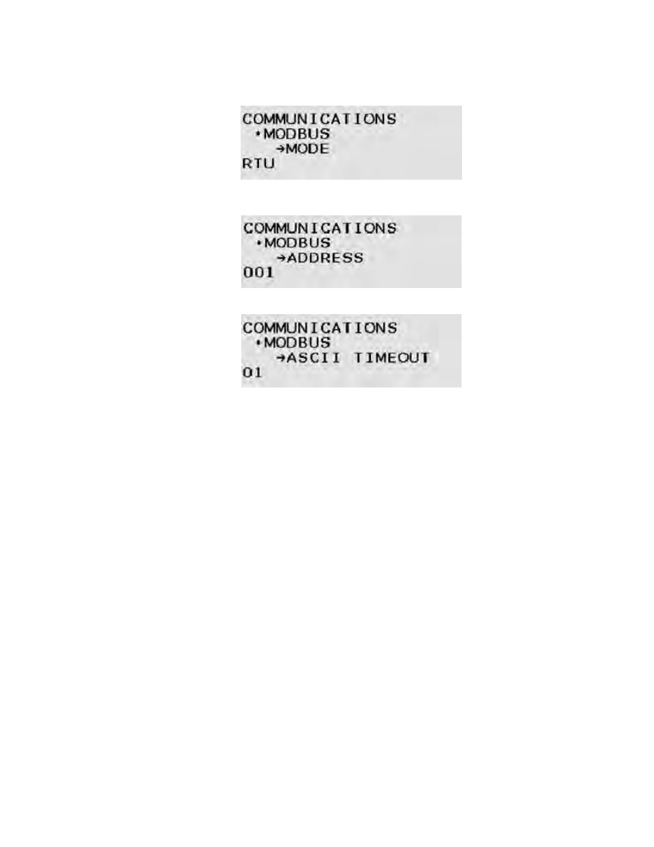 2 modbus options, Modbus options -7, Figure 6 | Transmission mode -7, Figure 7, Device address -7, Figure 8, Ascii timeout -7 | CiDRA Passive Sonar Transmitters User Manual | Page 10 / 44