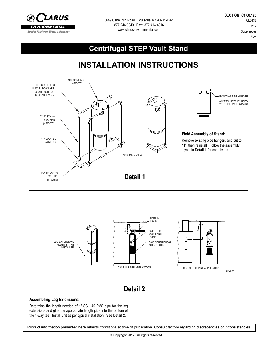 Clarus Environmental Centrifugal STEP Vaults User Manual | 1 page