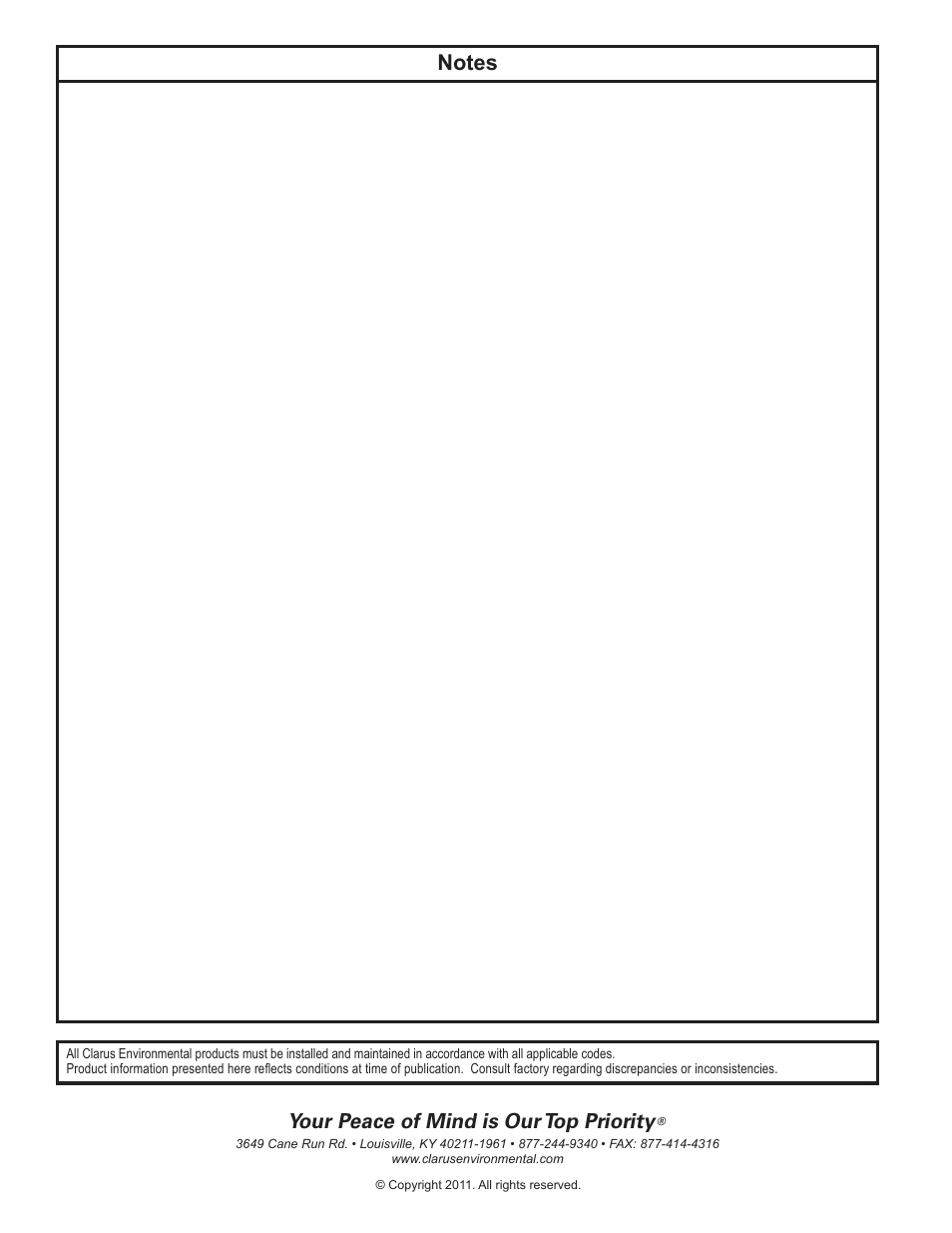 Your peace of mind is our top priority | Clarus Environmental Turbine STEP Systems User Manual | Page 12 / 12